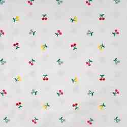 TISSU COTON BRODERIE CERISE MULTI