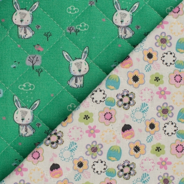 TISSU MATELASSE ENFANT LAPIN MULTI 