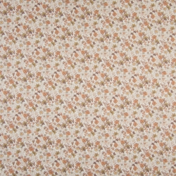 TISSU VOILE DE COTON DIGITAL FLEUR ORANGE BEIGE