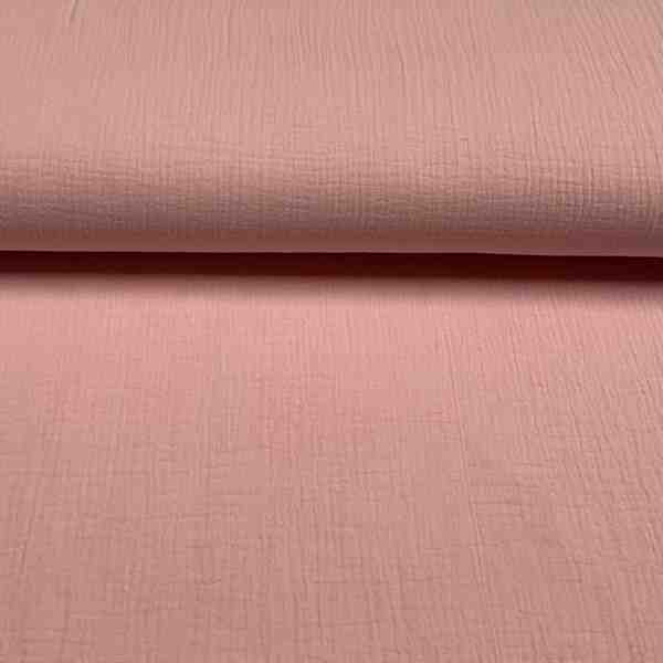 #TISSU GAZE DE COTON UNIE ROSE BLUSH#