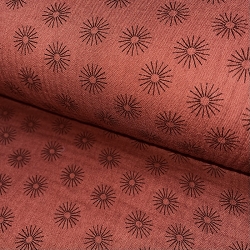 TISSU DOUBLE GAZE IMPRIME SOLEIL TERRACOTTA