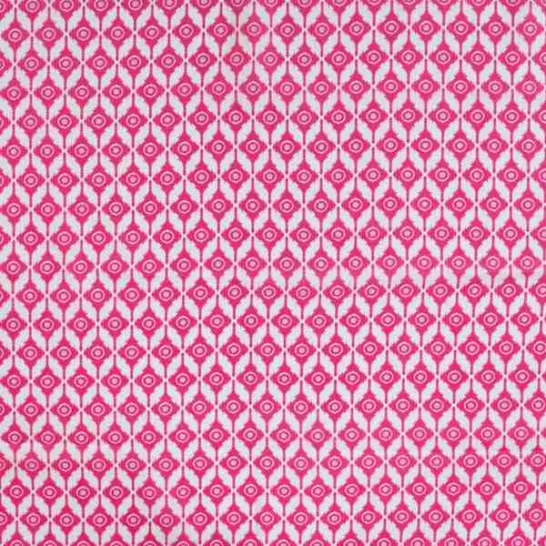 TISSU COTON IMPRIMÉ MOTIF GÉOMÉTRIQUE ROSE BLANC