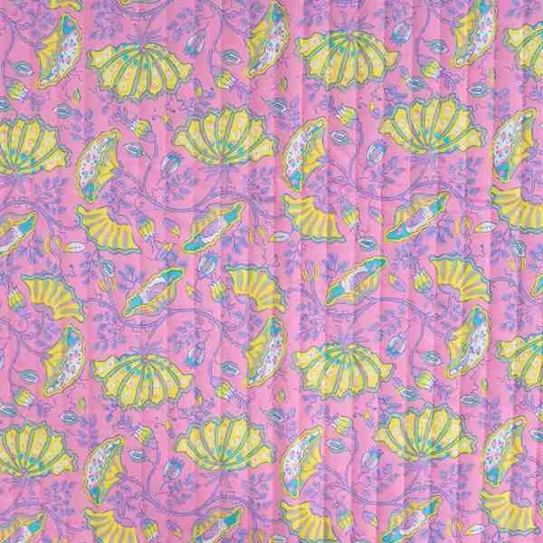 TISSU MATELASSÉ COTON IMPRIMÉ RÉVERSIBLE ROSE 