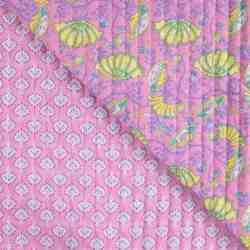 TISSU MATELASSÉ COTON IMPRIMÉ RÉVERSIBLE ROSE 