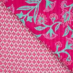 TISSU MATELASSÉ COTON IMPRIMÉ RÉVERSIBLE FUCHSIA 