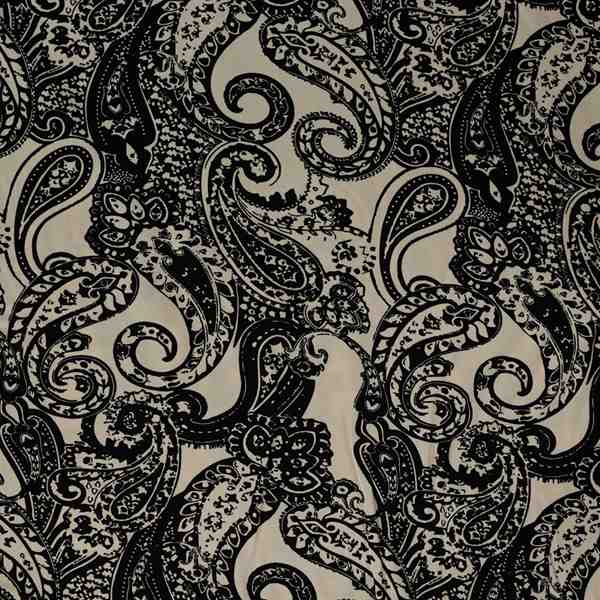 TISSU TWILL VISCOSE IMPRIME CACHEMIRE NOIR