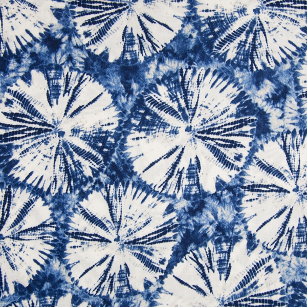 TISSU VISCOSE CERCLE BLEU ET BLANC