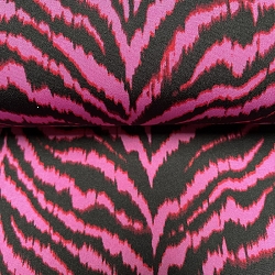 TISSU JERSEY POLYESTER TIGRE ROSE NOIR