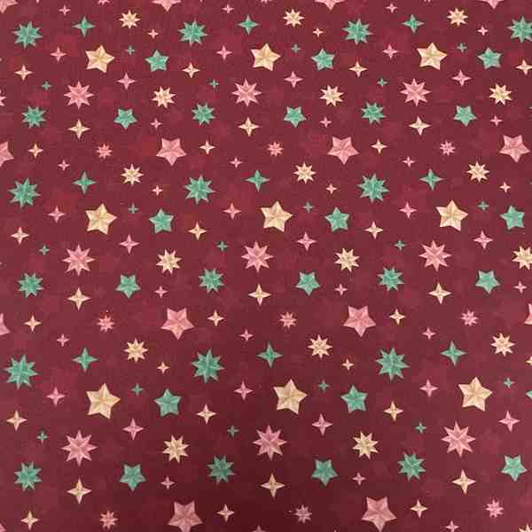 TISSU COTON MOTIFS ÉTOILES MULTIS DE NOËL