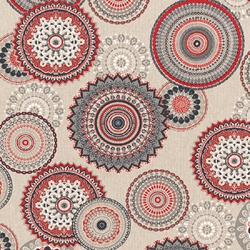 TISSU TOILE ASPECT LIN MANDALA ROUGE