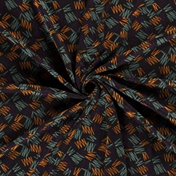 TISSU JERSEY IMPRIME ZIG ZAG VERT ORANGE 