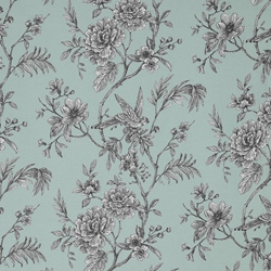 TISSU JACQUARD CHERRY OISEAU VERT