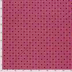 TISSU COTON MOTIF ARABESQUE NOEL FOND ROUGE