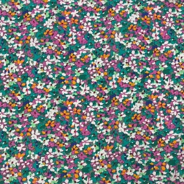 TISSU POPELINE COTON IMPRIME FLEURETTE MULTICOLORE