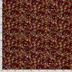 TISSU VISCOSE IMPRIMÉ FLORAL ROUGE GRENAT