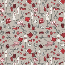 TISSU MFTA COTON MERCERIE LIN ROUGE