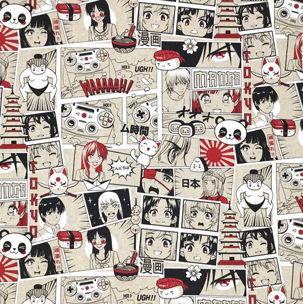 TISSU TOILE ASPECT LIN MANGA ROUGE