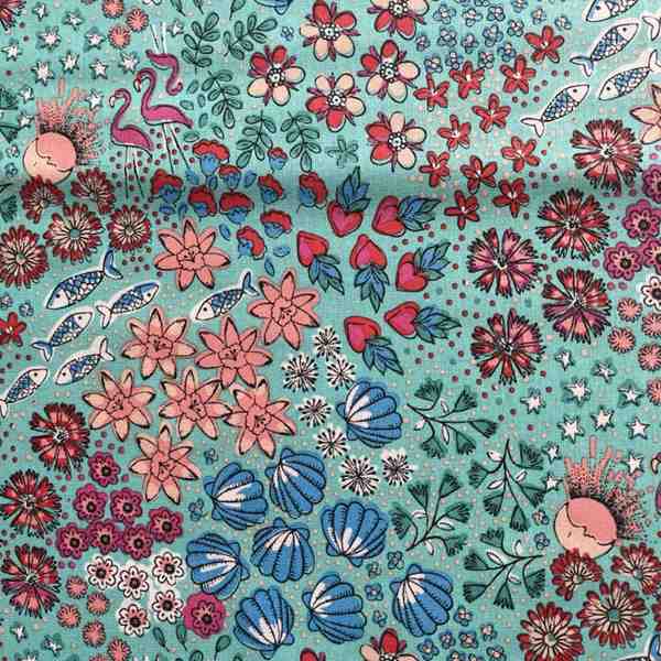 TISSU MFTA COTON SUMMER VIBES TURQUOISE