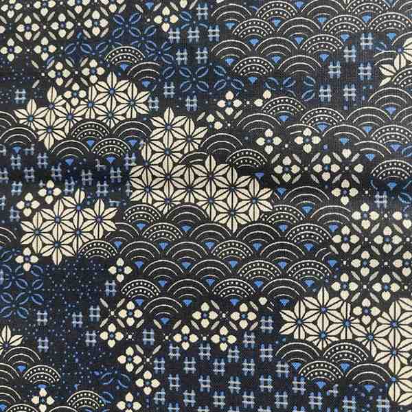 TISSU MFTA COTON ENDUIT SHOGUN BLEU INDIGO
