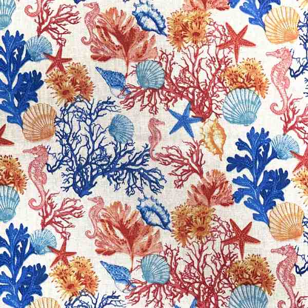 TISSU COTON IMPRIMÉ CALANQUES MOTIF MARIN