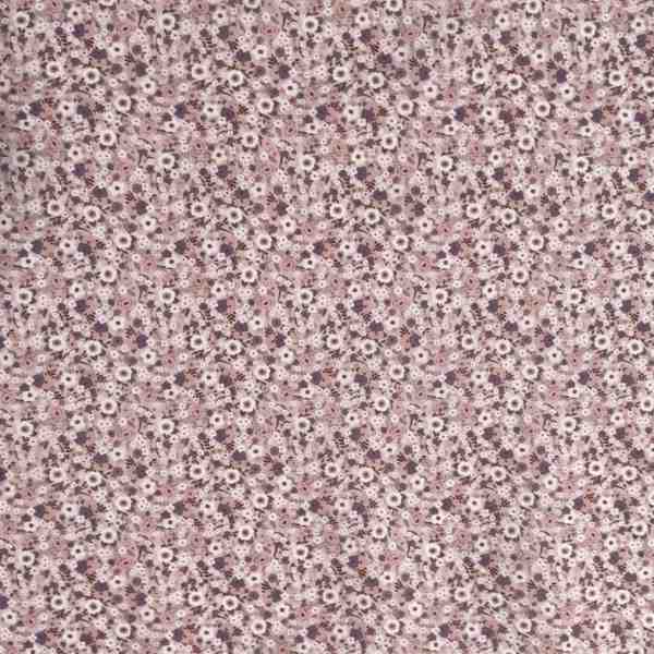 COTON IMPRIME FELURS CHAMPETRES ROSE 