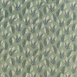 TISSU IMPRIME COTON PALME DOREE VERTE