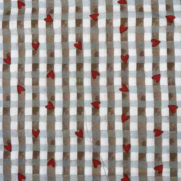 PERCALE DE COTON CARREAUX COEUR
