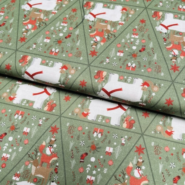 TISSU COTON IMPRIME DE NOEL OURS POLAIRE 