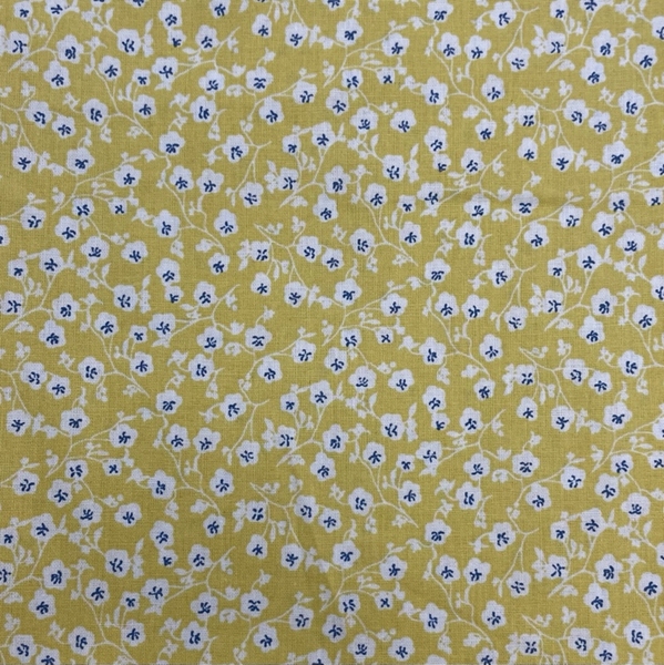 COUPON 75X40CM FLEURS BLANCHES FOND JAUNE