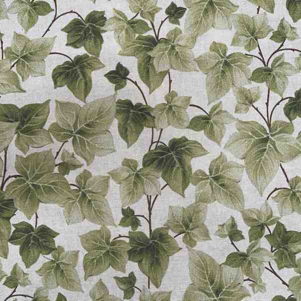 TISSU TOILE FOND LIN FEUILLES DE VIGNE 