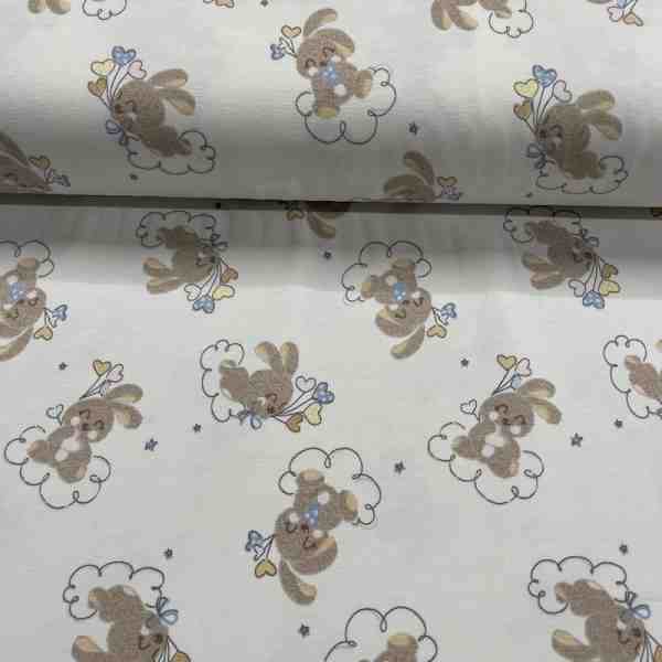 TISSU JERSEY COTON LAPINS SUR NUAGES