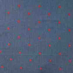 TISSU COTON JEAN BRODÉ CŒURS ROUGES