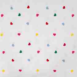 TISSU COTON BRODERIE COEUR MULTI