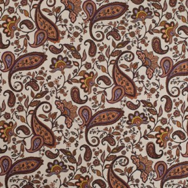 TISSU COTON VOILE DIGITAL CACHEMIRE ECRU MARRON 