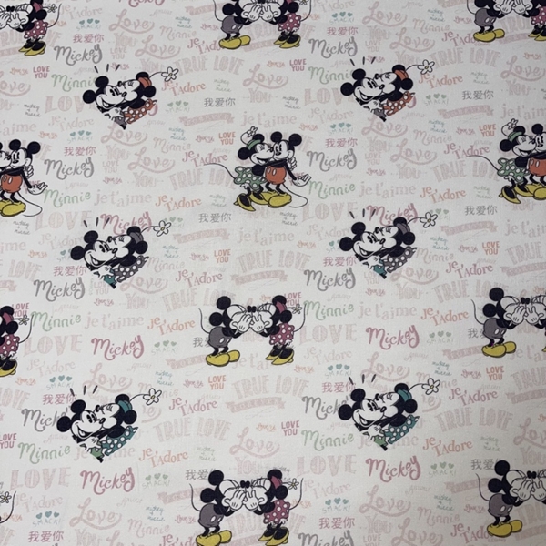 TISSU COTON DISNEY MINNIE ET MICKEY LOVE 