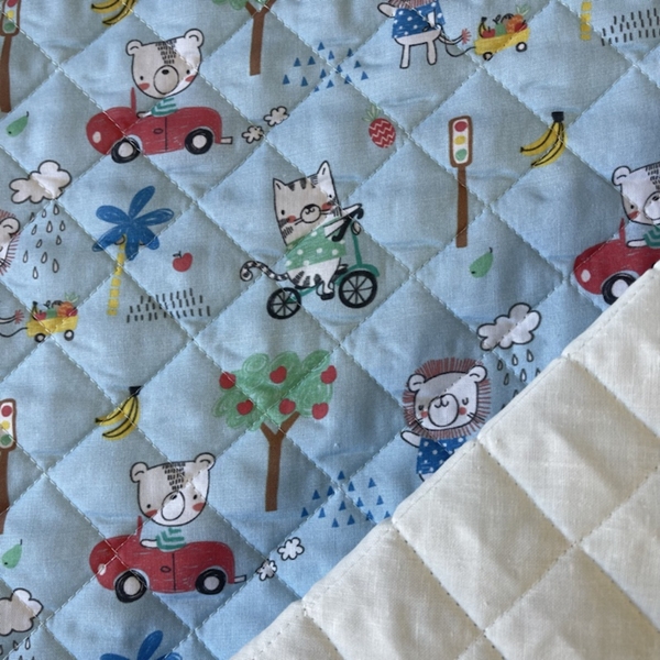 TISSU MATELASSE PROMENADE BLEU GOTS