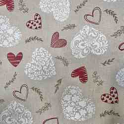 TISSU TOILE ASPECT LIN LINENLOOK COEUR D'AMOUR