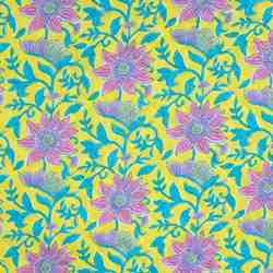 TISSU MATELASSÉ COTON IMPRIMÉ RÉVERSIBLE JAUNE
