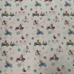 TISSU COTON ANIMAUX EN COURSE ET NUMEROS