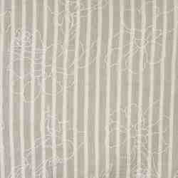 TISSU LIGNES RAYÉ FLOQUAGE FLORALE BEIGE ECRU