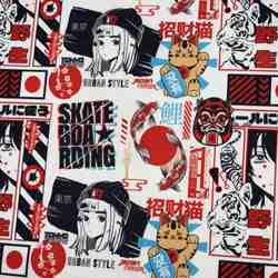 TISSU COTON POP CULTURE JAPONAISE URBAINE