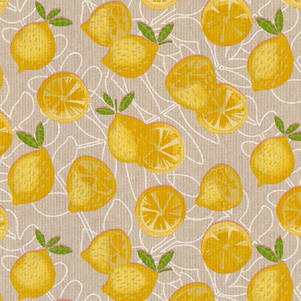 TISSU TOILE ASPECT LIN CITRON JAUNE