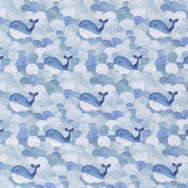 TISSU POPELINE COTON BALEINE THEME MER