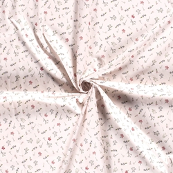 TISSU POPELINE COTON FEUILLAGE ROSE