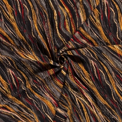 TISSU VISCOSE GAUFFRE FLAMME NOIR OCRE