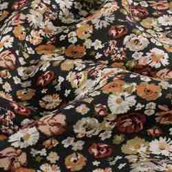 TISSU VISCOSE OTTOMAN IMPRIMÉ FLORAL NOIR OCRE 