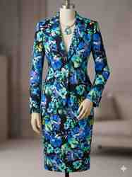 TISSU LIN VISCOSE BOUQUET DE FLEURS FOND NOIR
