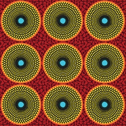 TISSU COTON  BATIK ROUGE JAUNE