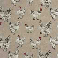 TISSU MFTA TOILE ASPECT LIN BIANCA POULE ET COQ 