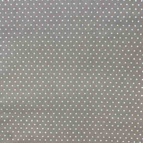 TISSU MFTA COTON TAUPE A PETITS POIS BLANCS